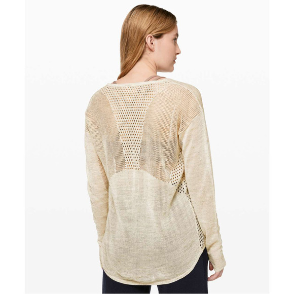 Lululemon Lightweight Linen Relaxed Sweater Beige 4 NWOT - Picture 5 of 12